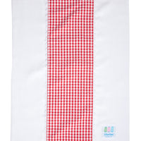 Cotton burp cloth for baby with red gingham check print fabric and white ric rac trim, 3 Marthas
