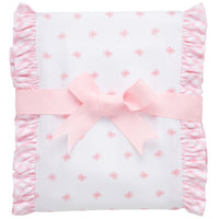 Cotton burp cloth for baby with pink bow print fabric and pink gingham check trim, 3 Marthas