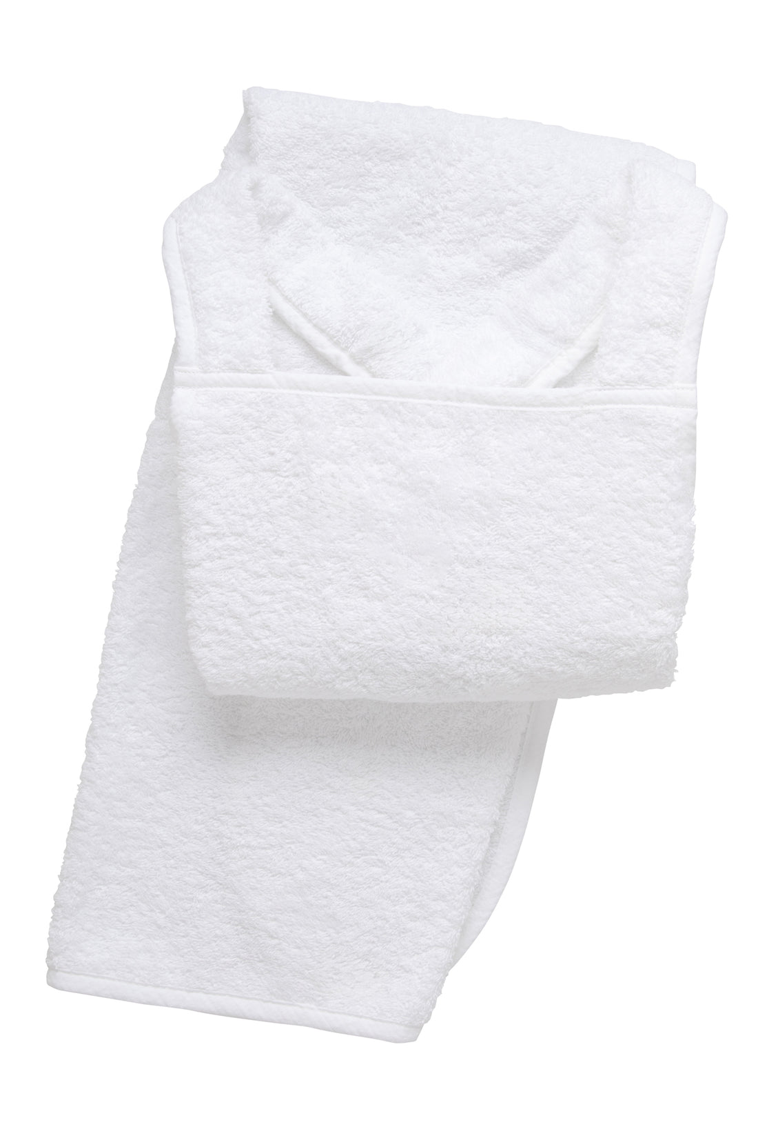 Cotton terry bath apron with white seersucker stripe trim, 3 Marthas