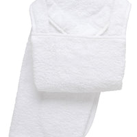 Cotton terry bath apron with white seersucker stripe trim, 3 Marthas