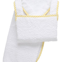 Cotton terry bath apron with yellow gingham check trim, 3 Marthas