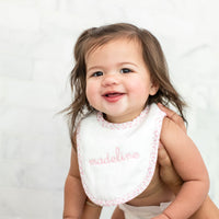 3 Marthas pink ballet floral drooler bib and burp set for baby girls