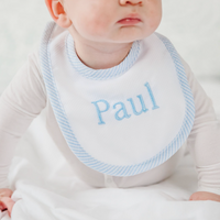 Seersucker Stripe Drooler Bib & Burp Set