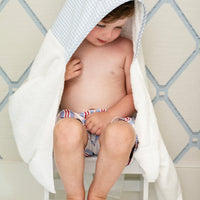 3 Marthas blue big check hooded terrycloth towel for boys