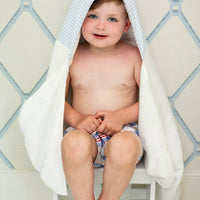 3 Marthas blue big check hooded terrycloth towel for boys