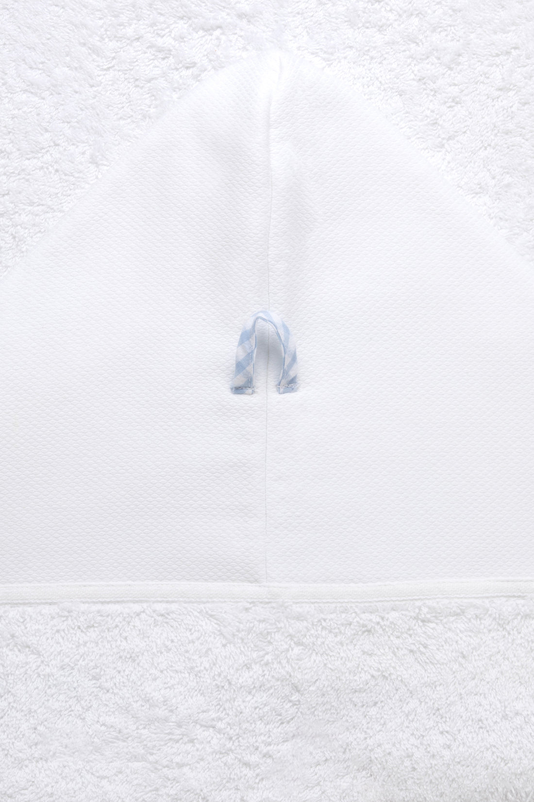 Back of hooded towel, featuring loop for hanging to dry, 3 Marthas