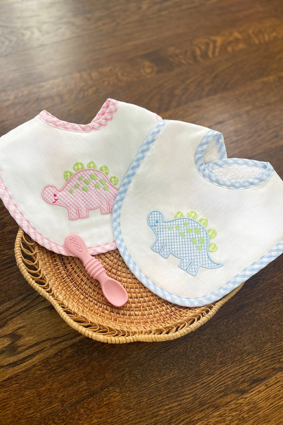Dino Applique Basic Bib, Blue
