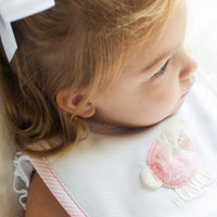 Cotton pique and terry bib with pink fleece lamb applique, 3 Marthas