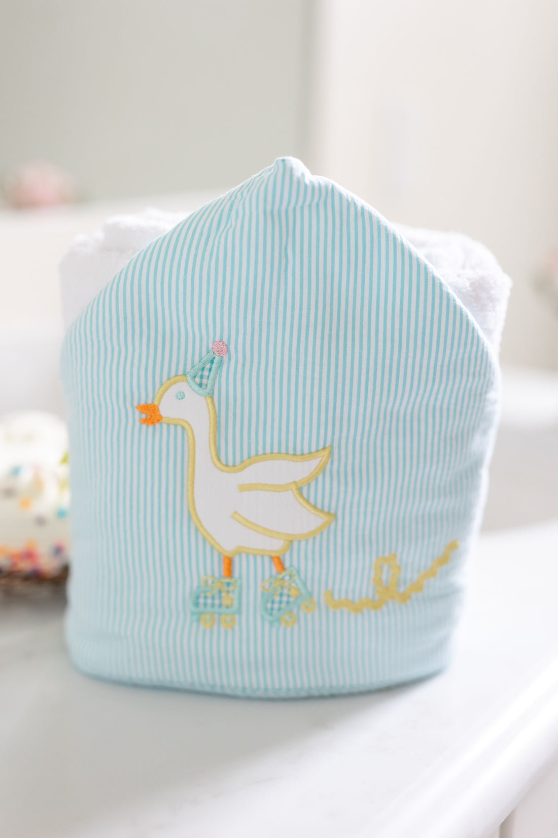 3 Marthas aqua silly goose everykid hooded towel for baby
