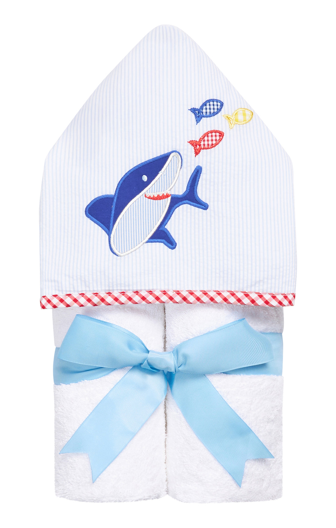 Cotton towel blue shark and fish applique, 3 Marthas 