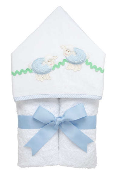 Boy's Blue Lamb Hooded Terrycloth Towel for Kids & Babies