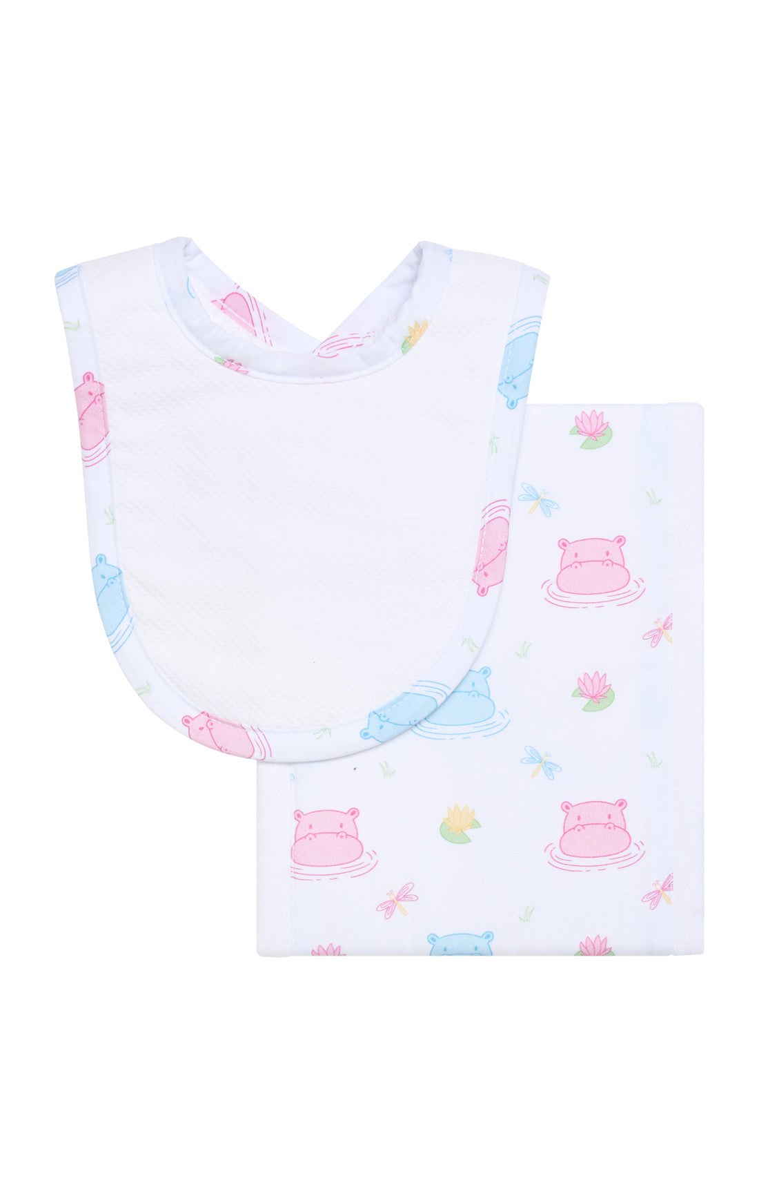 Hippo Print Drooler Bib & Burp Set