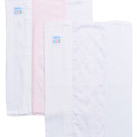 Two cotton burp cloths for baby with pink teddy bear toile and stripe fabric, 3 Marthas