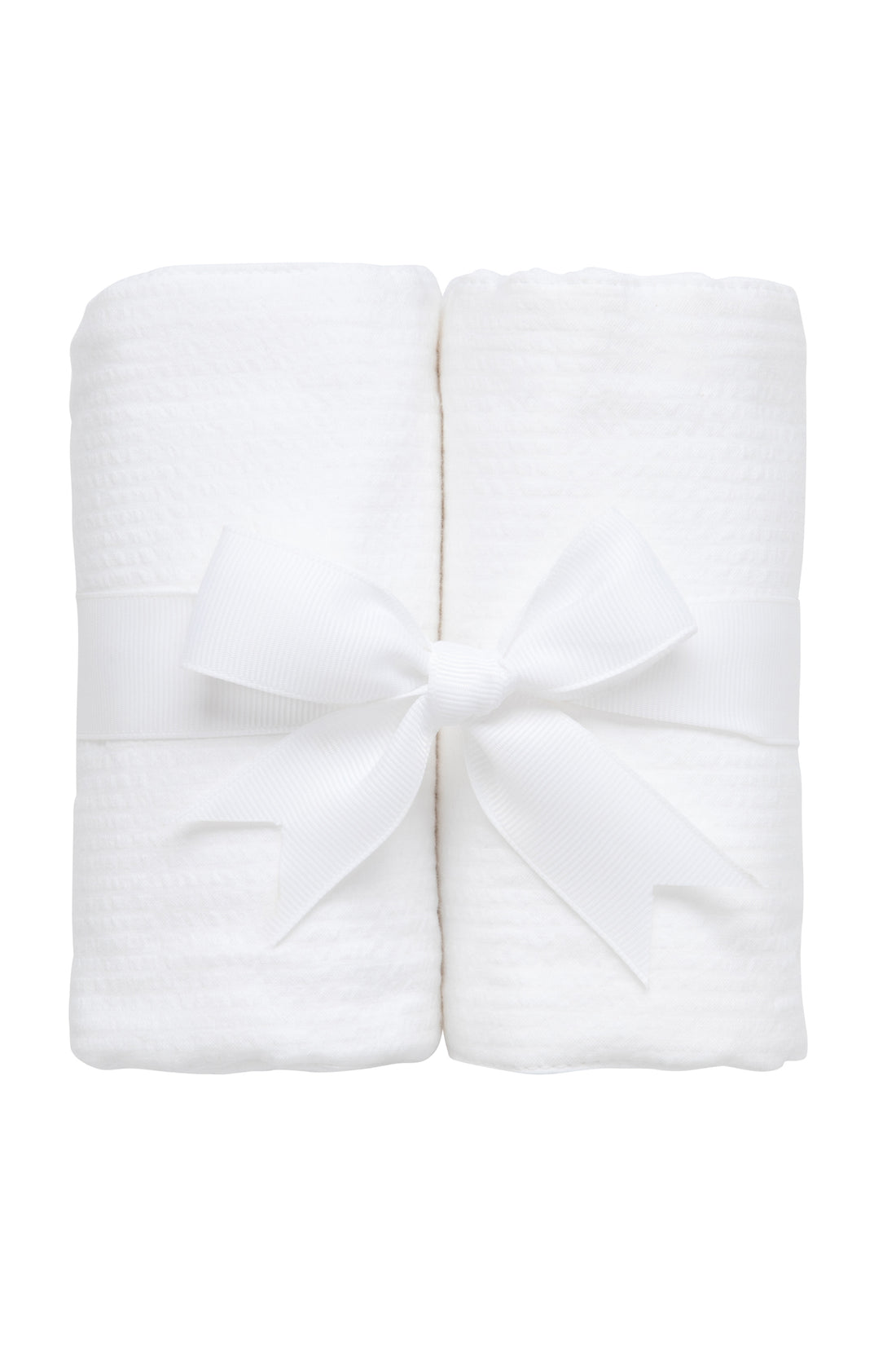 Two cotton burp cloths for baby with white seersucker stripe fabric, 3 Marthas