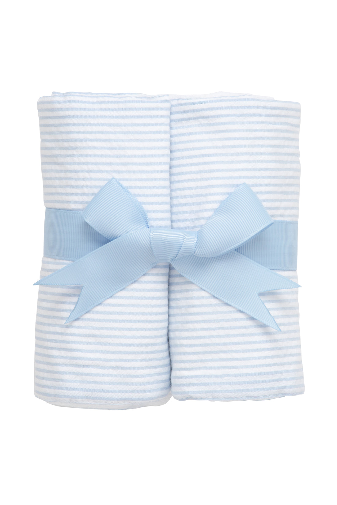 Two cotton burp cloths for baby with blue seersucker stripe fabric, 3 Marthas