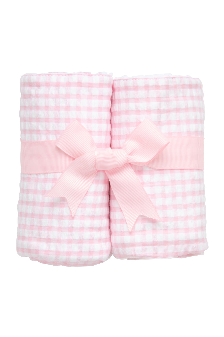 Two cotton burp cloths for baby with pink gingham check fabric, 3 Marthas