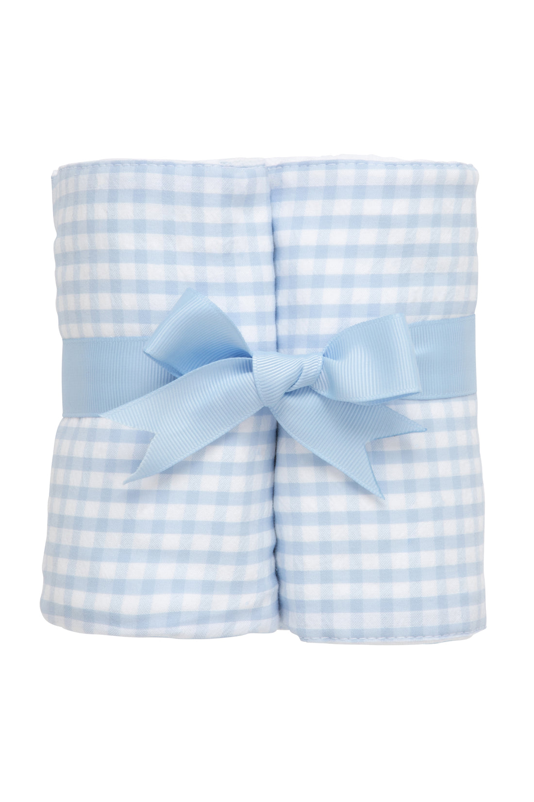 Two cotton burp cloths for baby with blue gingham check fabric, 3 Marthas