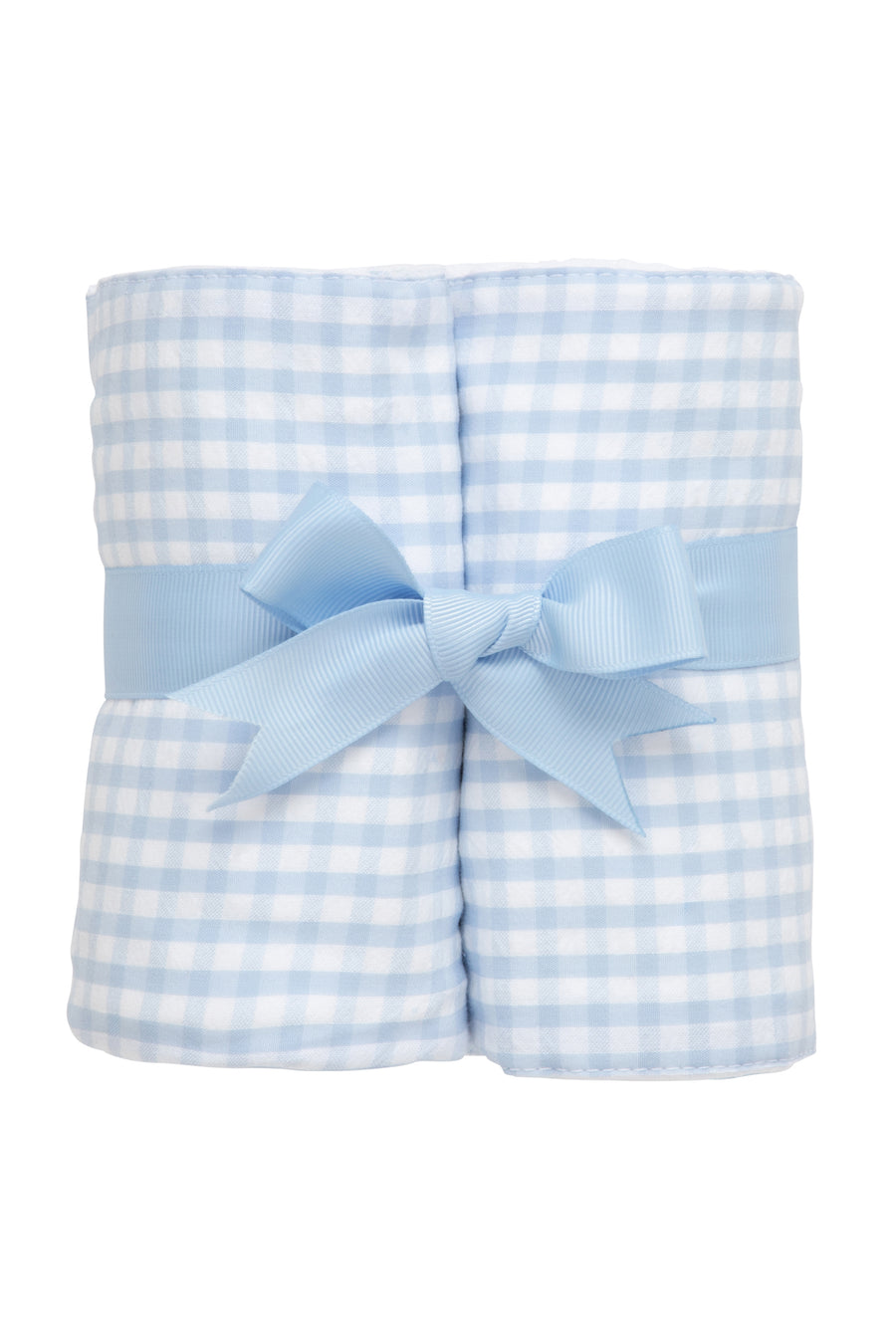 Two cotton burp cloths for baby with blue gingham check fabric, 3 Marthas
