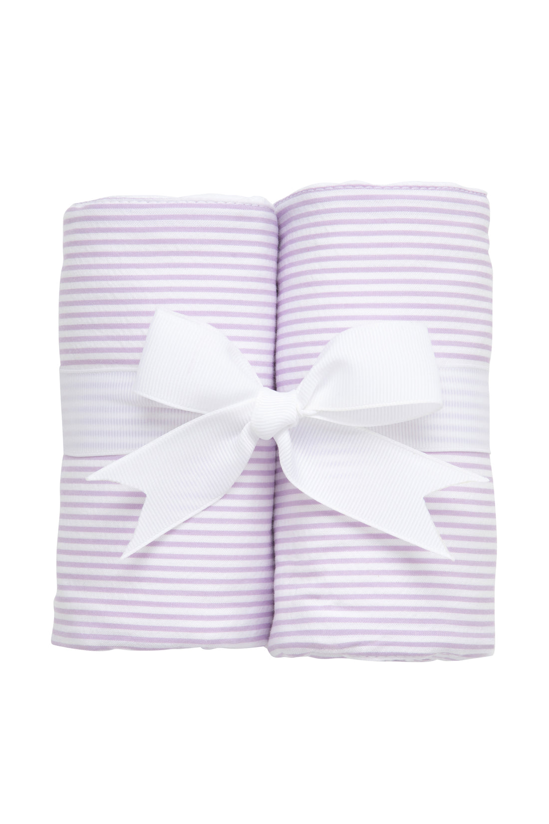 Two cotton burp cloths for baby with purple seersucker stripe fabric, 3 Marthas