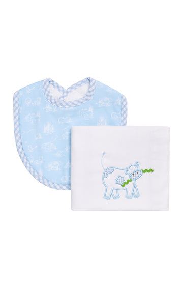 Cow Basic Bib & Burp Boxed Set, Blue