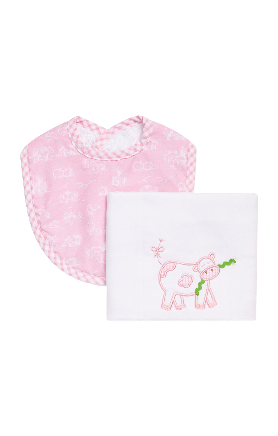 Cow Basic Bib & Burp Boxed Set, Pink