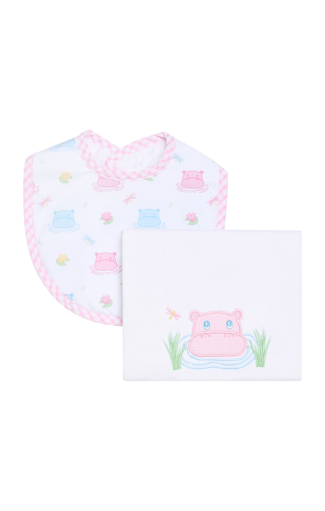Hippo Basic Bib & Burp Boxed Set, Pink