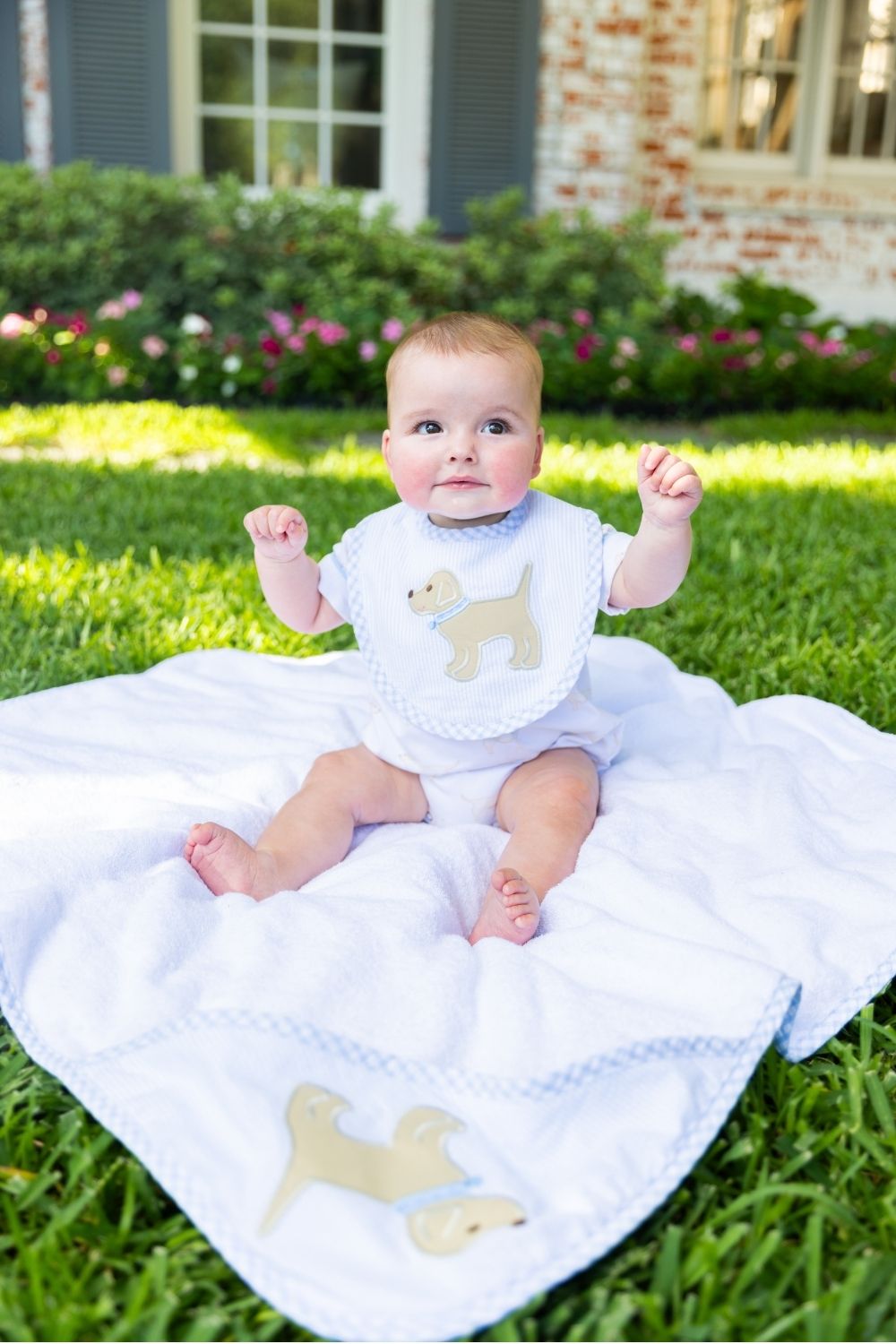 Puppy Applique Basic Bib, Blue