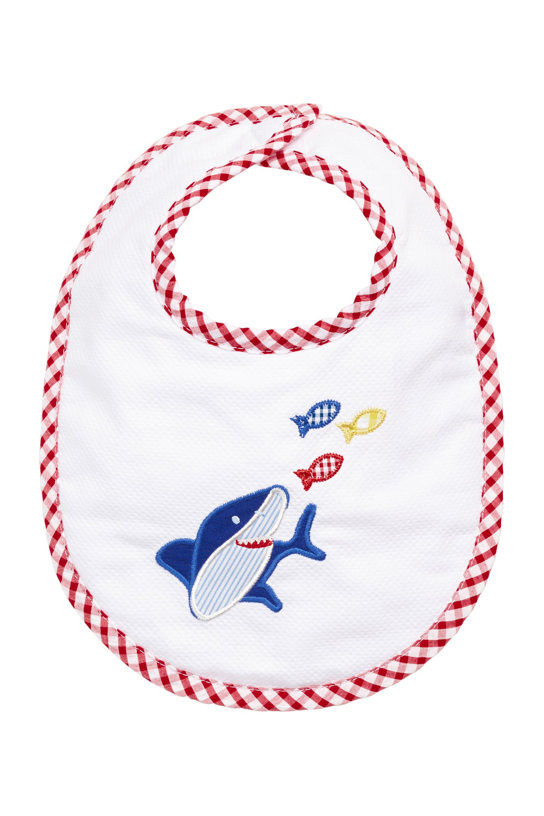Baby bib with shark and fish design on a white background, 3 Marthas