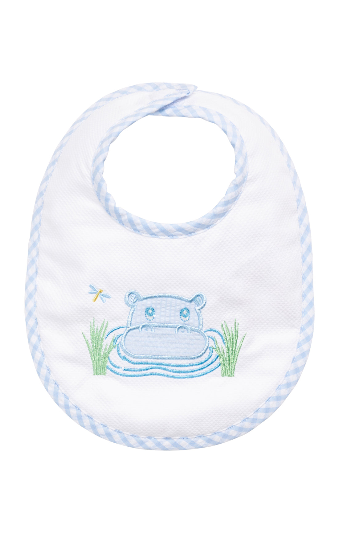 Hippo Applique Basic Bib, Blue