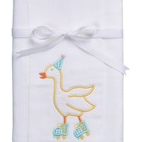 Cotton burp cloth for baby with goose on skates applique, 3 Marthas