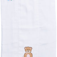 Cotton burp cloth for baby girl with pink and brown gingham teddy bear applique, 3 Marthas