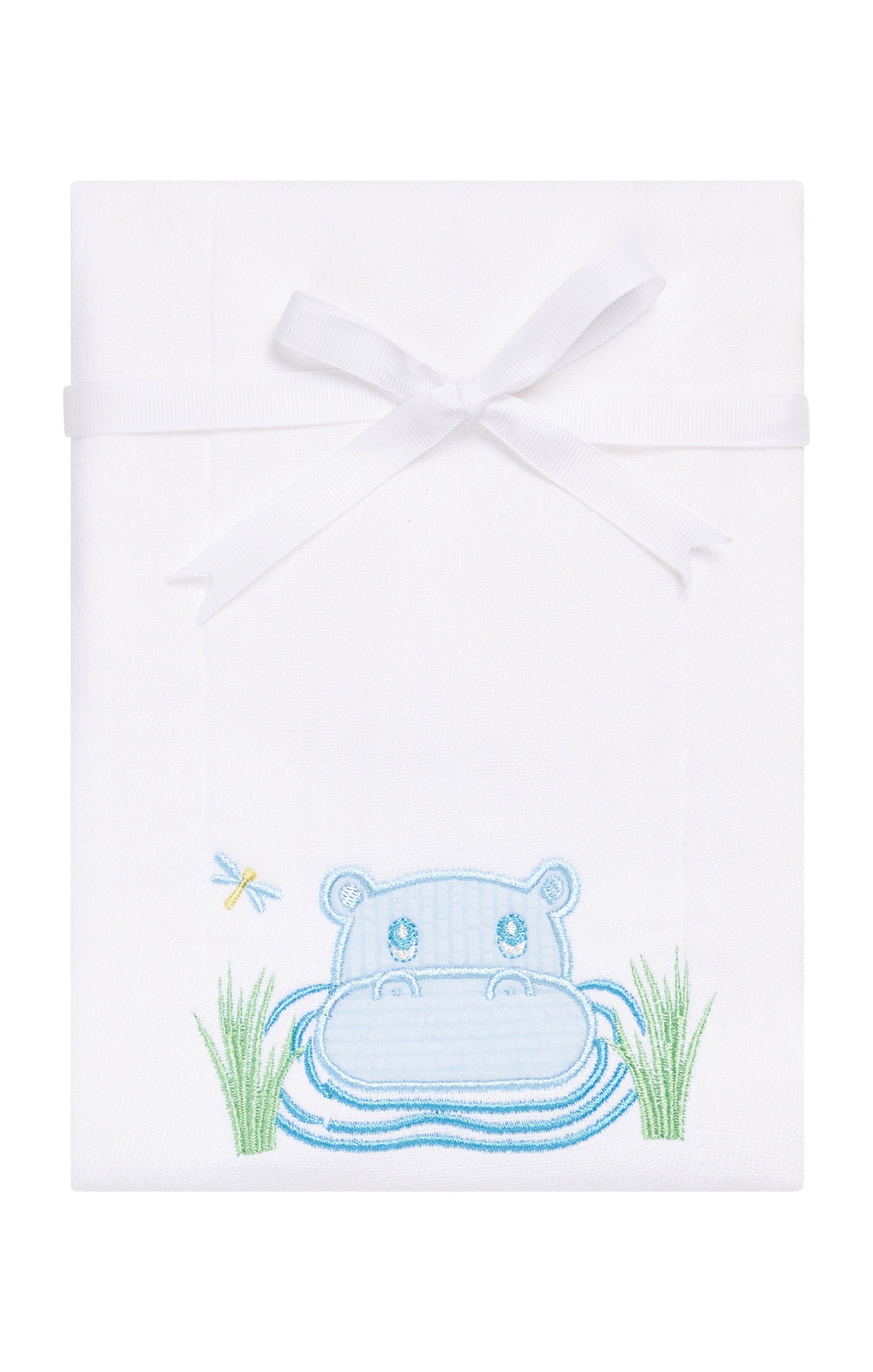 Hippo Applique Burp, Blue