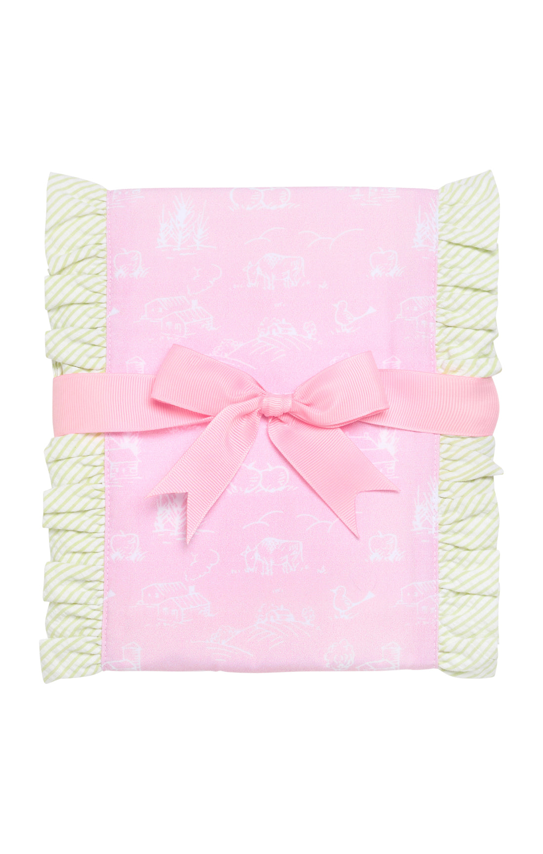 Cow Fancy Fabric Burp, Pink