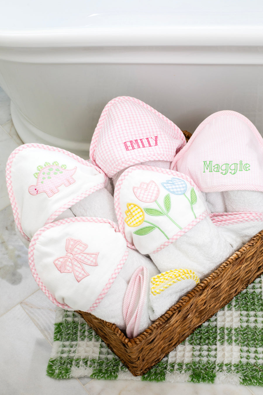 3 Marthas girls hooded towels and wash cloth sets 
