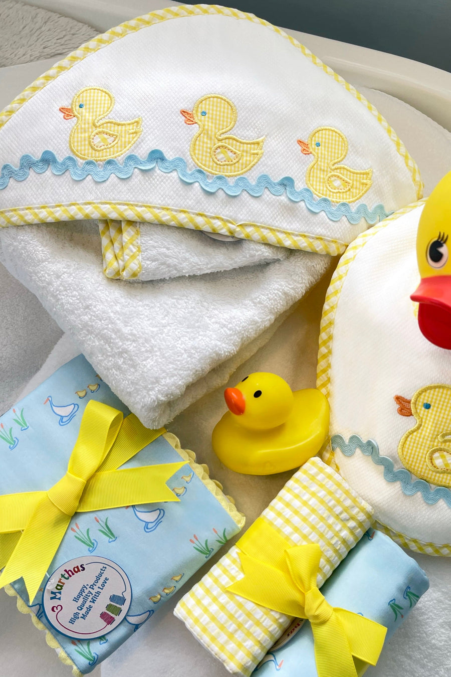 Duck Applique Hooded Towel & Washcloth Set